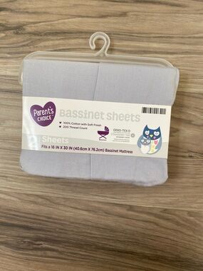 Parent's Choice Light Gray Bassinet Sheets - 2 Pack